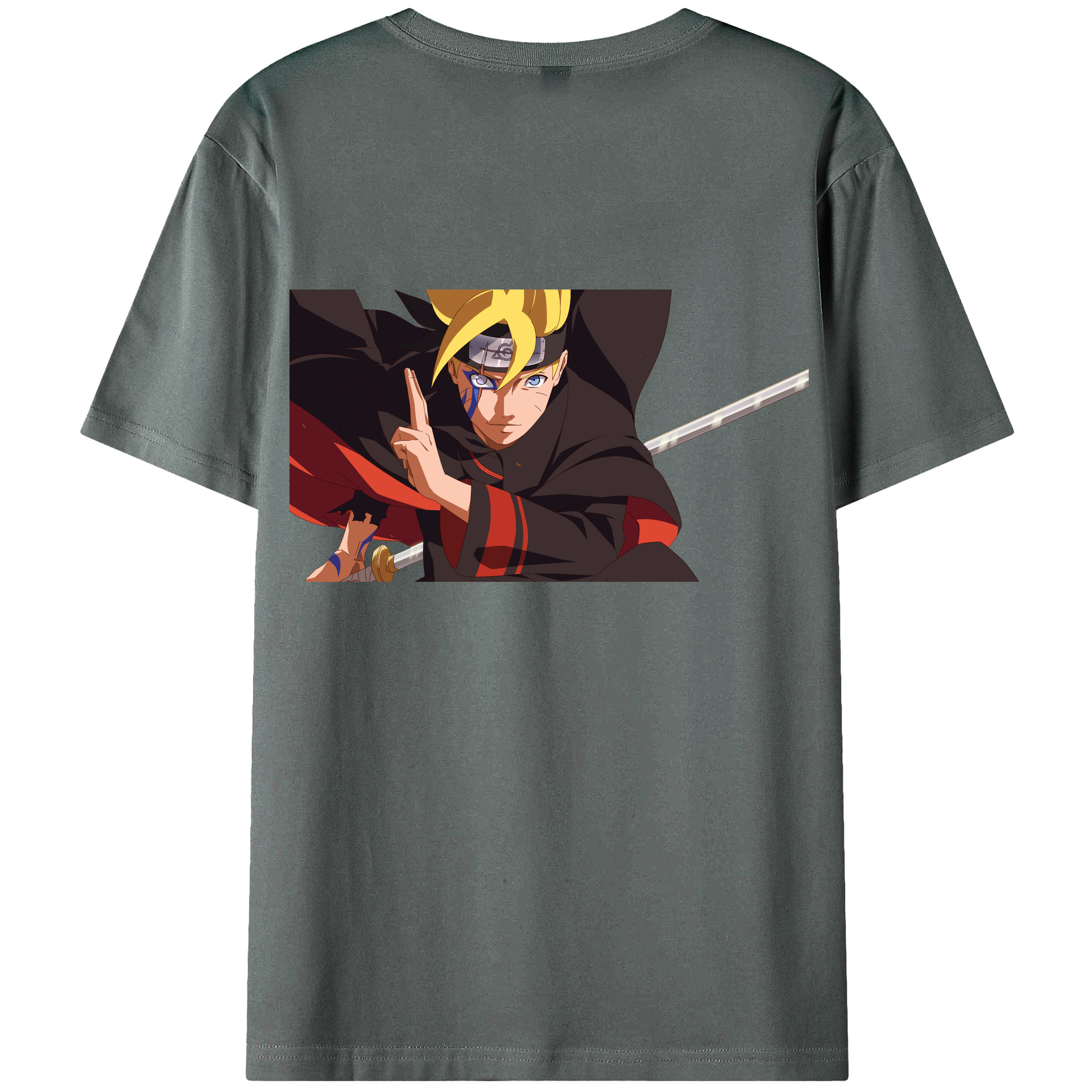 （画像用） NARUTO -ナルト- うずまき ボルト Uzumaki Boruto 綿100％ メンズ半袖Tシャツ（バックプリント） 通気性